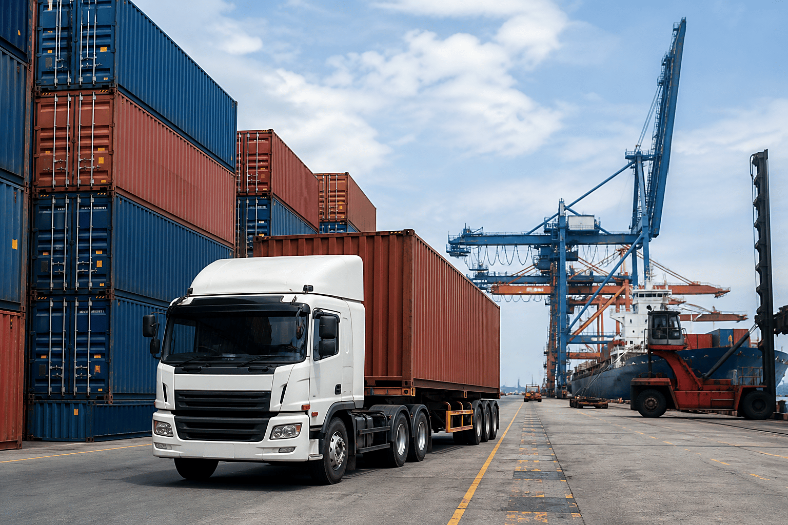 Container truck representing supply chain operations