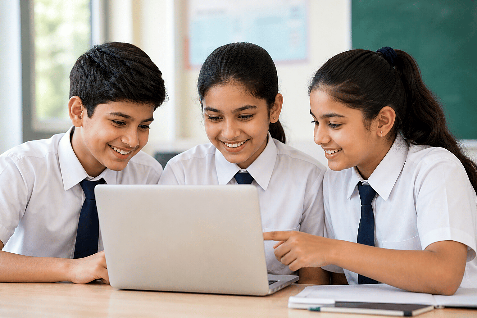 Students working together on a laptop