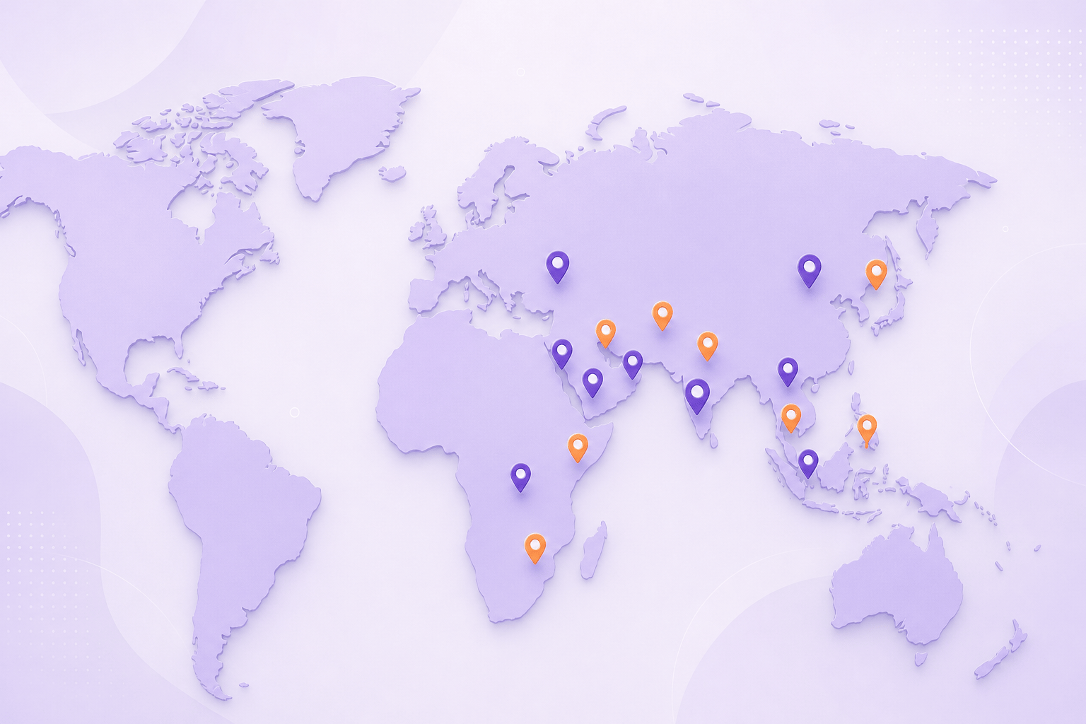World map with CareerBook ERP locations