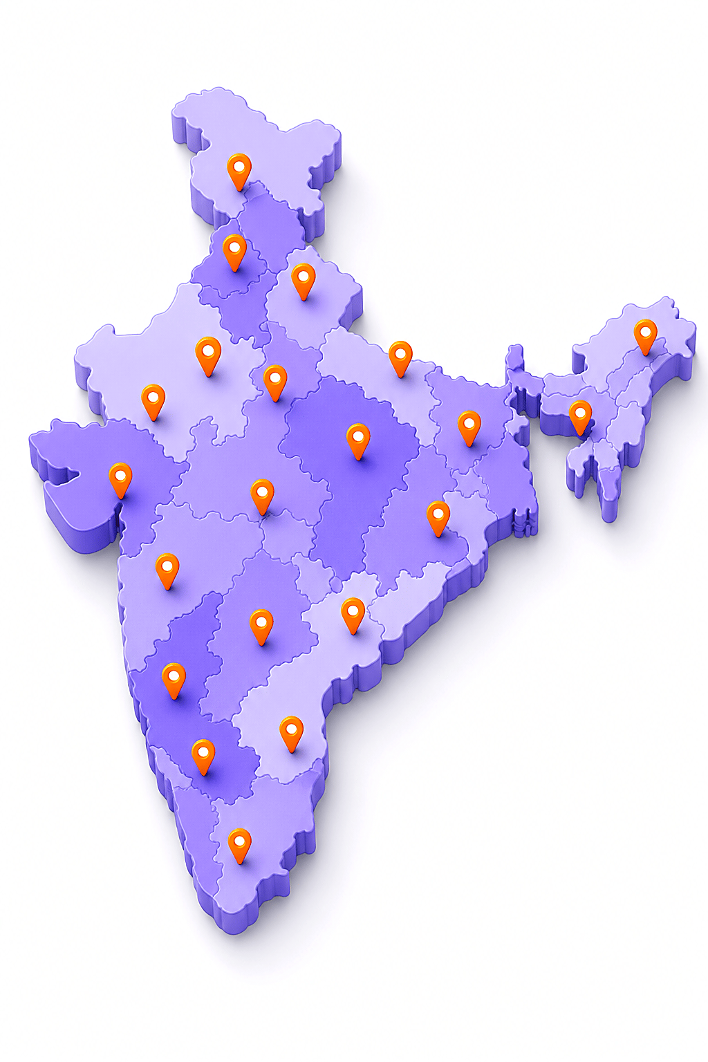 Map of India showing CareerBook ERP™ client presence across 20 states