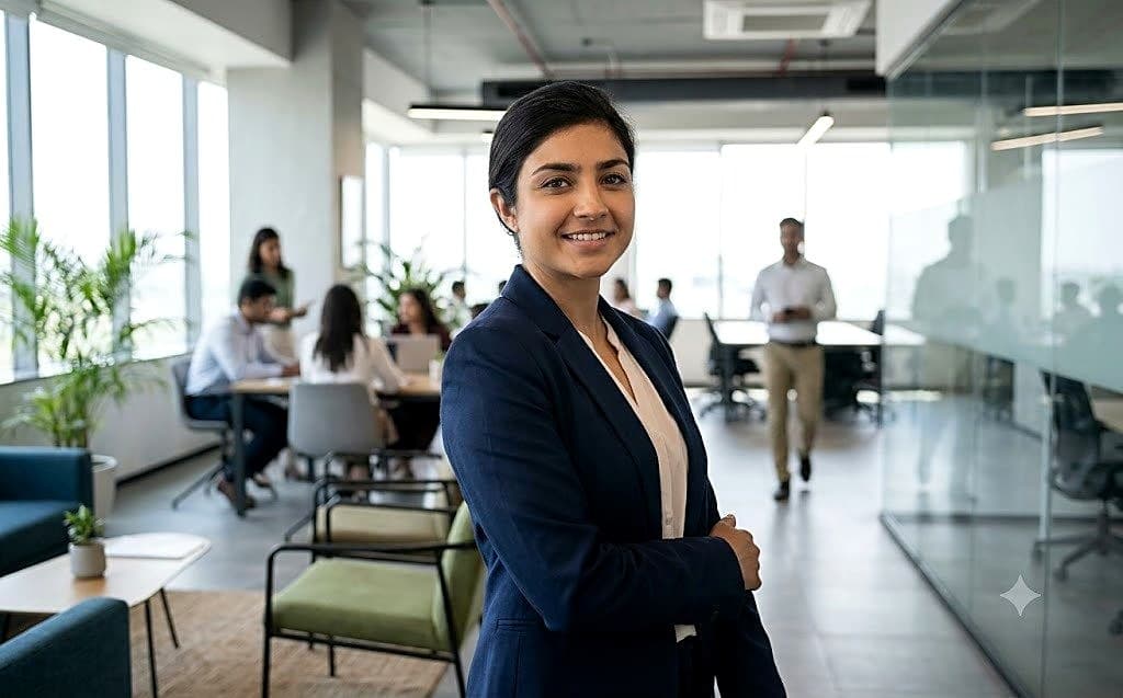 Business management trainee in an office