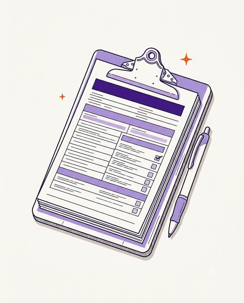 Illustration of an admission enquiry form on a clipboard